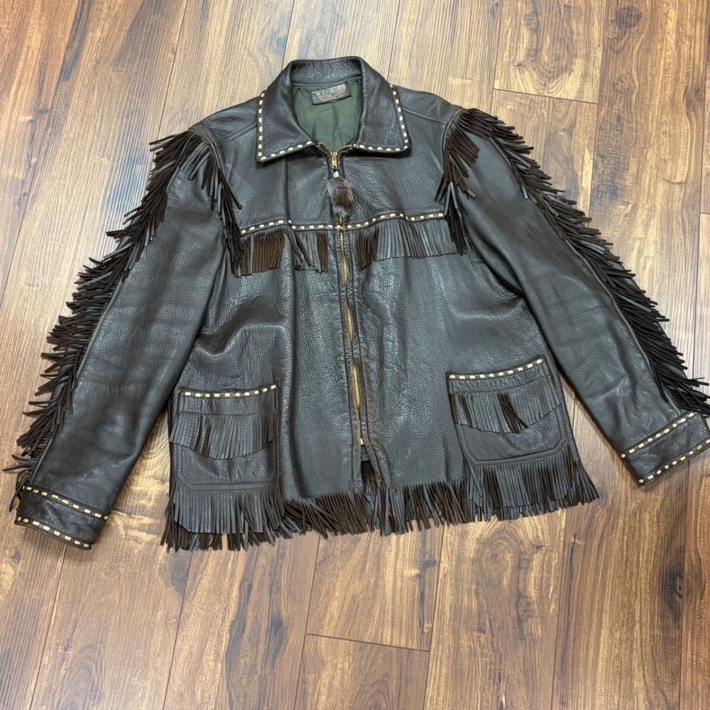 Vintage W.B. Place Deerskin Western Fringe Leather Jacket Talon 1950s Vintage - Picture 2 of 10